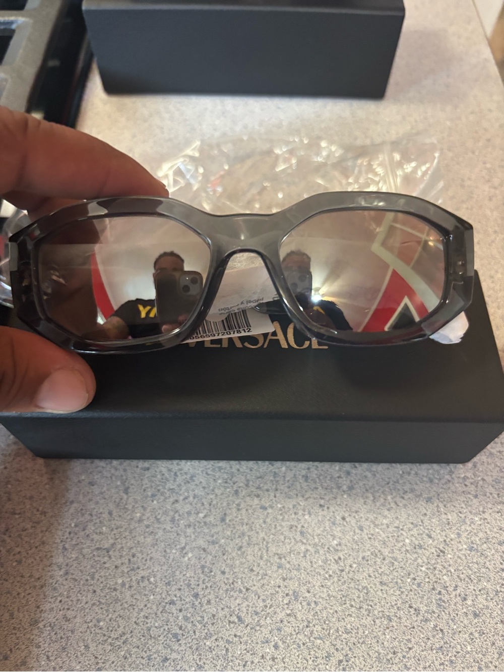 Versace Smoky Gray Oversized Sunglasses GREY CLEAR BIGGIE